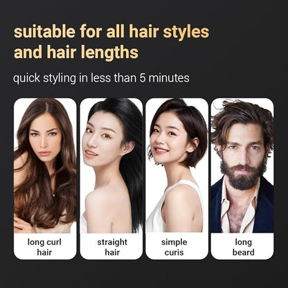 Cordless Hair Straightener Brush Portable on The go Comb for Travel 30s Fast Heating USB Rechargeable Dual Power Supply LCD Display with Pouch (White)