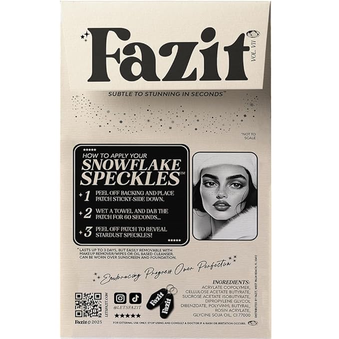 Fazit Makeup Patches - Snowflakes - Face Glitter Makeup Speckles - Glow Up Makeup Patches - Face Glitter Speckles Patches - Cute Glitter Makeup Accessories for Women - 6 Count