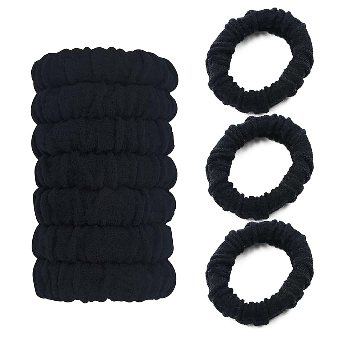 No Damage Soft Polyester Hair Ties, No Tug Scrunchies Hair Bands with Strong Elasticity – Black