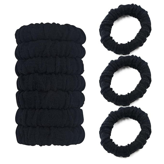 No Damage Soft Polyester Hair Ties, No Tug Scrunchies Hair Bands with Strong Elasticity – Black