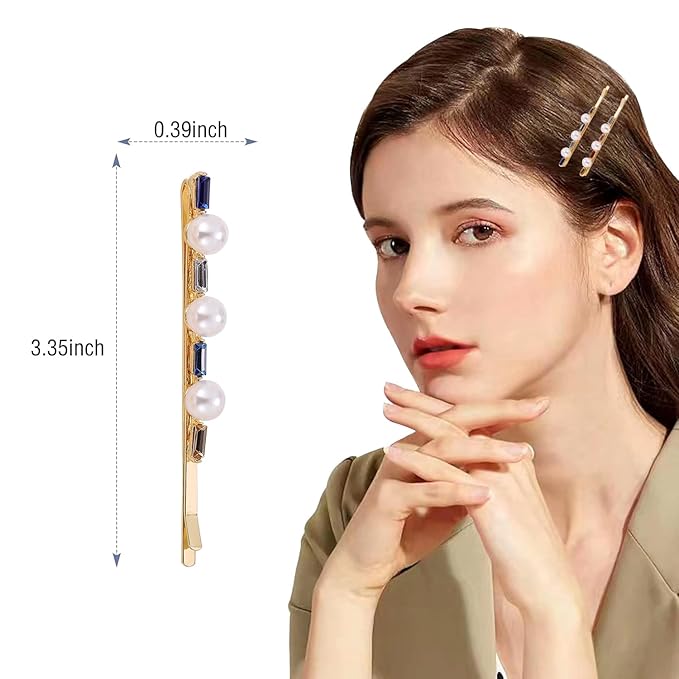 2PCS Rhinestone Hair Pins, Crystal Hair Clips, Handmade Cute Hair Barrettes, Hollow Geometric Hairpins, Elegant Metal Hairpin Hair Accessories Headwear Styling Tools, Gifts for Women Girls (TypeA)