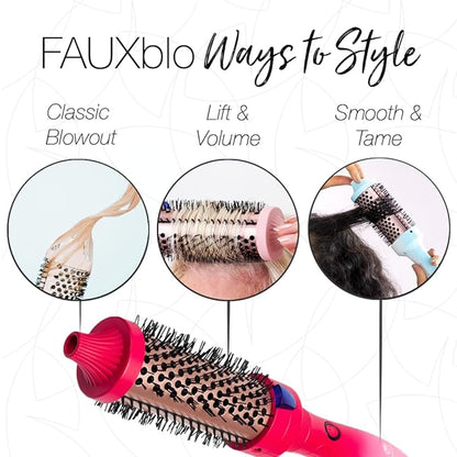 CALISTA FAUXblo Thermal Blowout Brush | Heated, Airless Round | Heats to 365F | One-Step for Smooth, Shiny Hair | 3 Sizes for All Hair Types | Dual Voltage (Timeless Teal, 1.25)