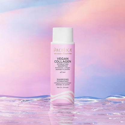Pacifica Vegan Collagen Hydrating Hair Shampoo -w/Avocado Oil, Vitamin B5 - Adds Shine & Restores -for Dry & Damaged Hair - Sulfate Free Natural Clean Beauty Vegan & Cruelty-Free Dermatologist Tested