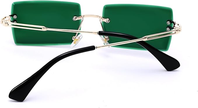 Rectangle Sunglasses for Men/Women Small Rimless Square Shade Eyewear