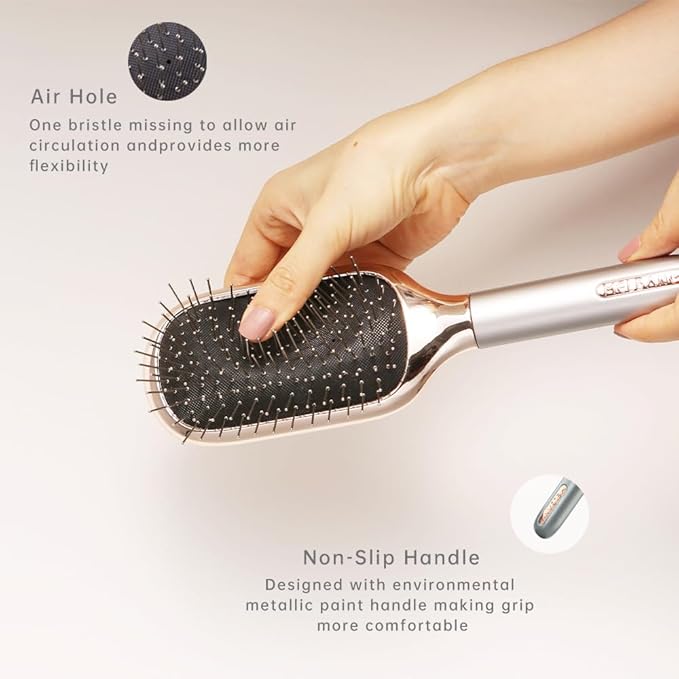 Hair Brush for Thick Curly Thin Long Short Wet or Dry Hair Adds Shine and Makes Hair Smooth Hair Comb Paddle Hair Brush for Men Women Kid (Silver)