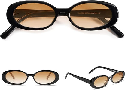 VANLINKER Polarized Retro Oval Sunglasses for Women and Men Small 90s Style VL9580