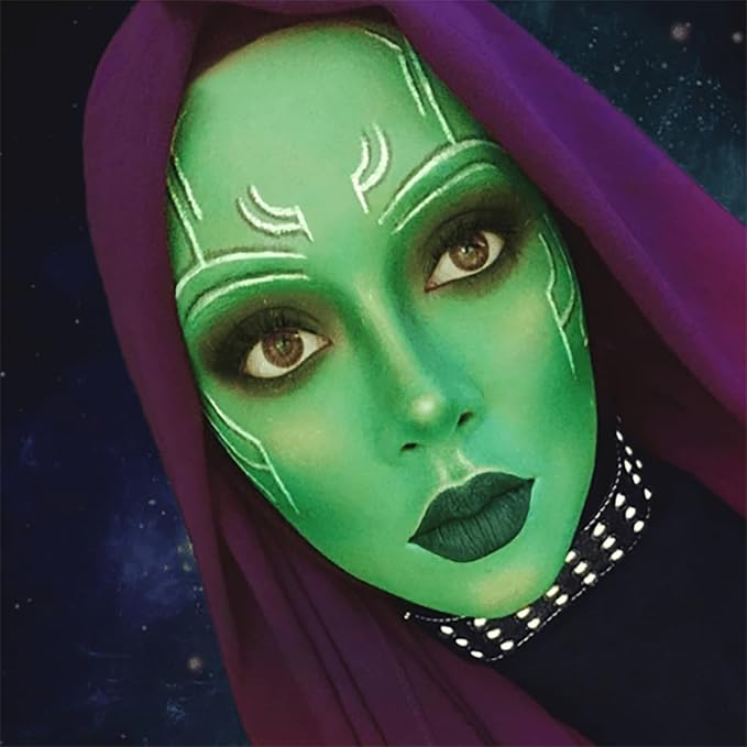 Mysense Amazon Green Face Body Hair Paint Stick,St Patricks Day Outfit Accessories,Water Based Washable Temporary Hair Color,Body Paint for Adults and Kids Halloween Gamora Witch Cosplay Makeup,0.5oz