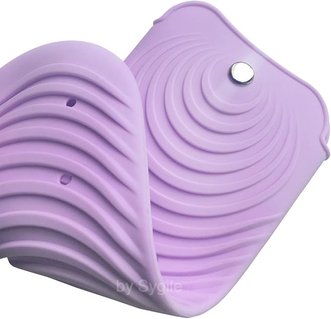 2in1 11" X 7.5" Blush Pink Large Heat Resistant Silicone Mat, Anti-Heat Travel Pad and Purple Pouch for Hair Straighteners, Curling Irons, Flat Irons and Hair Styling Tools Holder