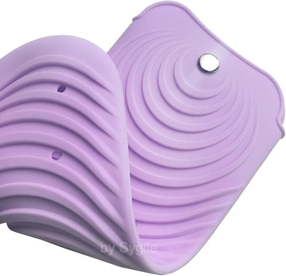 2in1 11" X 7.5" Blush Pink Large Heat Resistant Silicone Mat, Anti-Heat Travel Pad and Purple Pouch for Hair Straighteners, Curling Irons, Flat Irons and Hair Styling Tools Holder