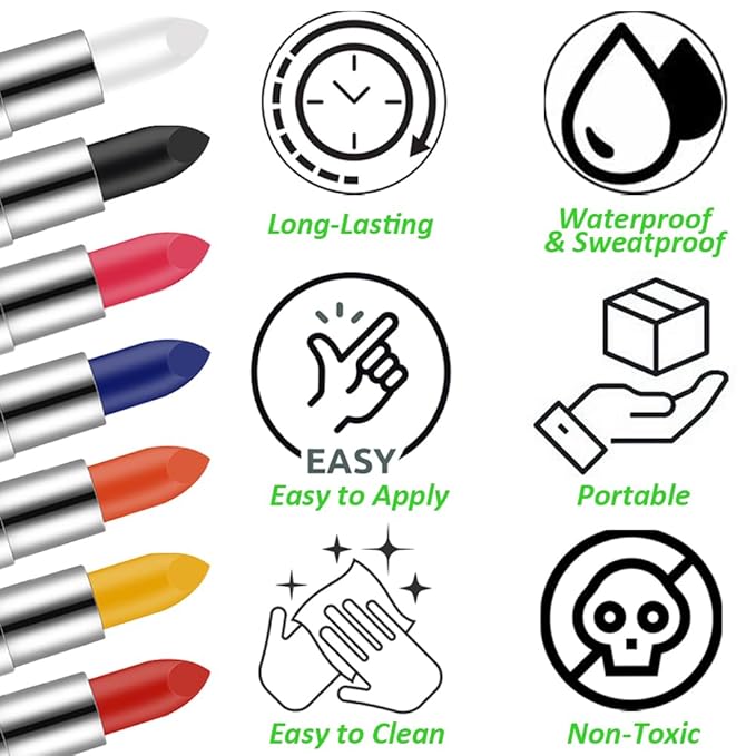 Mysense White Face Body Paint Stick, Clown Makeup Foundation, Eye Black for Baseball Softball Football, Cream Blendable Stick for Halloween SFX Cosplay