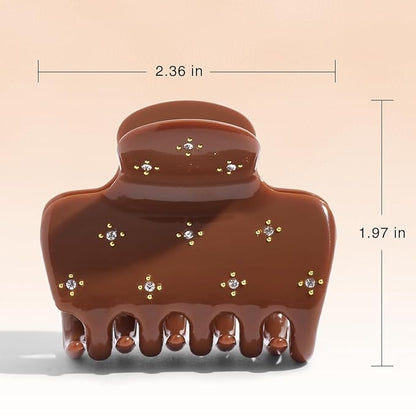 Kitsch Rhinestone Hair Claw Clip, Strong Grip Recycled Plastic Hair Clip for Thick, Curly & Fine Hair, Medium, Camel, 1pc