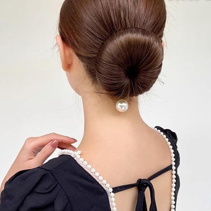 6Pcs Pearl Hair Bun Makers Lazy Curler Clips Magic Hair Styler Black Sponge French Deft Maker Flexible Chignon Donut Quick Twister Hair Styling Accessories for Women Girls