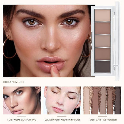5 Color Eye Shadow Palette Makeup, Nude Coffee Brown Dark Brown Black, Velvety Matte Finish, Highly Pigmented Make up Eyeshadow Palette, Long Lasting Waterproof, Neutral Daily Eye Makeup 06#
