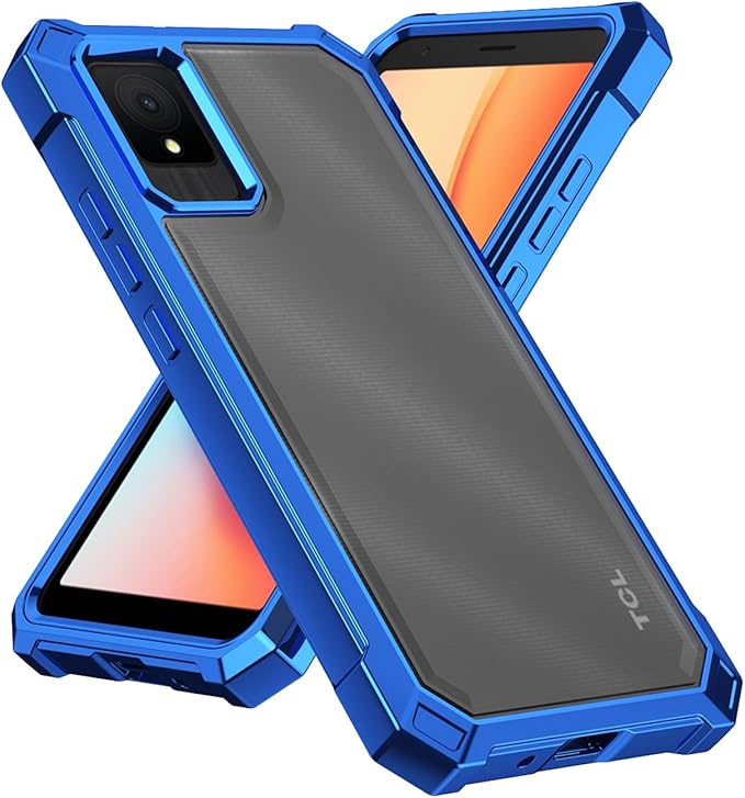 Ailiber for TCL K11 Cell Phone Case, with Screen Protector, Dual Layer Shockproof Bumper, Clear Transparent Anti Yellowing, Slim [Scratch-Resistant] Cover for TCL K11 T432W-Blue