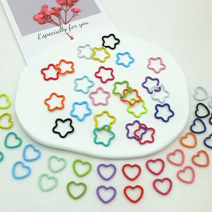 100PCS Colorful Star and Love Shape Braids Ring Clips Hair Jewelry Braid Locs Hair Cute Rings Accessories(Colorful)