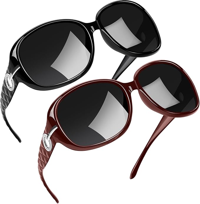 Joopin Big Womens Sunglasses Polarized Trendy Sun Glasses Large Rectangle UV Protection Rhinestone Sunnies