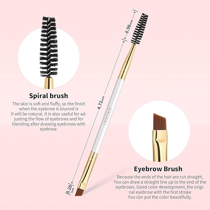 Docolor Eyebrow Brush Duo Eyebrow Spoolie 3Pcs Professional Angled Eye Brow Brush Perfect for Lining and Shaping Brows, Spoolie for Brows or Lashes White