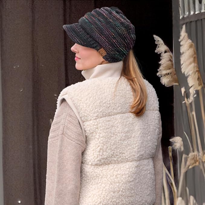 C.C Hatsandscarf Exclusives Women's Ribbed Knit Hat with Brim (YJ-131)(YJ-2023)