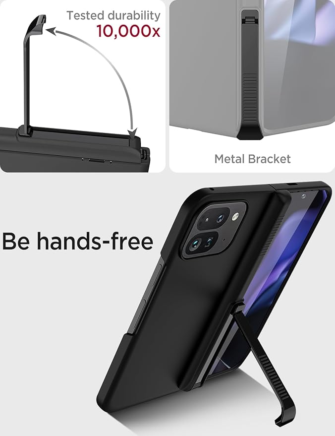 Miimall Slim Cases for Google Pixel 9 Pro Fold Phone Case,[Invisive Kickstand & Drop Protection] Full Body Anti Scratch Slim Thin Drop Proof Cover Phone Case for Google Pixel Fold 2, Matte Black