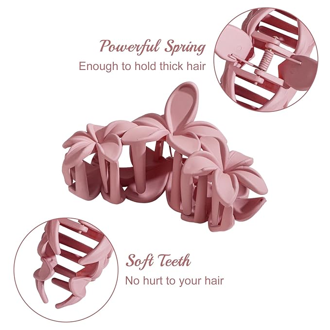 4PCS Plumeria Hawaiian Flower Claw Clips - Large Strong Hold Beach Hair Accessories for Thick Hair (Colorful)
