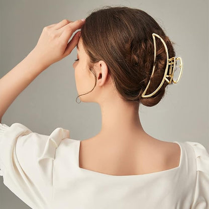 4 Pack Large Metal Hair Clips for Thin to Thick Curly Hair, 4.3 Inch Big Nonslip Gold Color Clamps, Perfect Fashion Jaw Claw Hair Styling Accessories for Women and Girls, Christmas Gifts