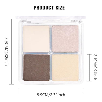 4 Colors Off-White Nude Brown Pink Yellow Eye Shadow Palette Makeup, Neutral Matte Shimmer Eyeshadow Palette for Women Highly Pigmented Waterproof, paleta de sombras de ojos,Vegan & Cruelty-free 01