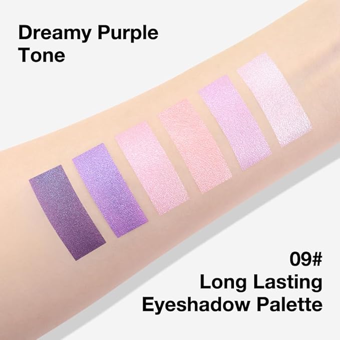 6-Color Purple Eyeshadow Palette – Matte & Shimmer Purple Shades, Glitter Eyeshadow, Travel-Friendly Mini Palette with Built-in Mirror, Perfect for Eye Makeup (09#)
