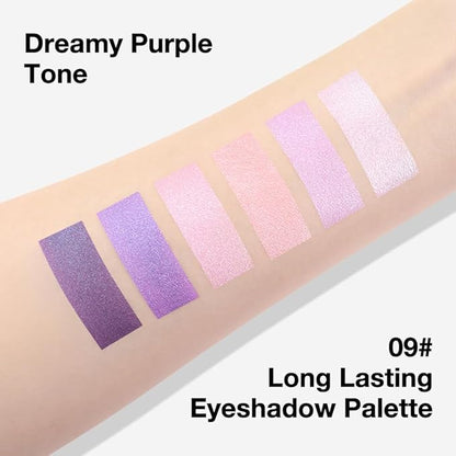 6-Color Purple Eyeshadow Palette – Matte & Shimmer Purple Shades, Glitter Eyeshadow, Travel-Friendly Mini Palette with Built-in Mirror, Perfect for Eye Makeup (09#)