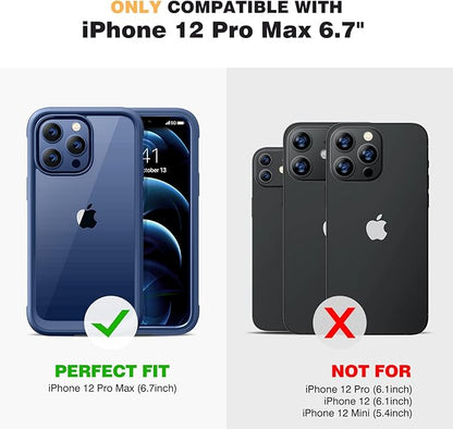 Miracase Designed for iPhone 12 Pro Max Case, Full Body Rugged Case with Built-in Touch Sensitive Anti-Scratch Screen Protector, Soft TPU Case Compatible with iPhone 12 Pro Max 6.7", Dark Blue