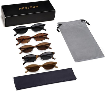 Retro Oval Cat Eye Sunglasses for Women Y2k Trendy Narrow Sunnies Designer Sun Glasses AR82253
