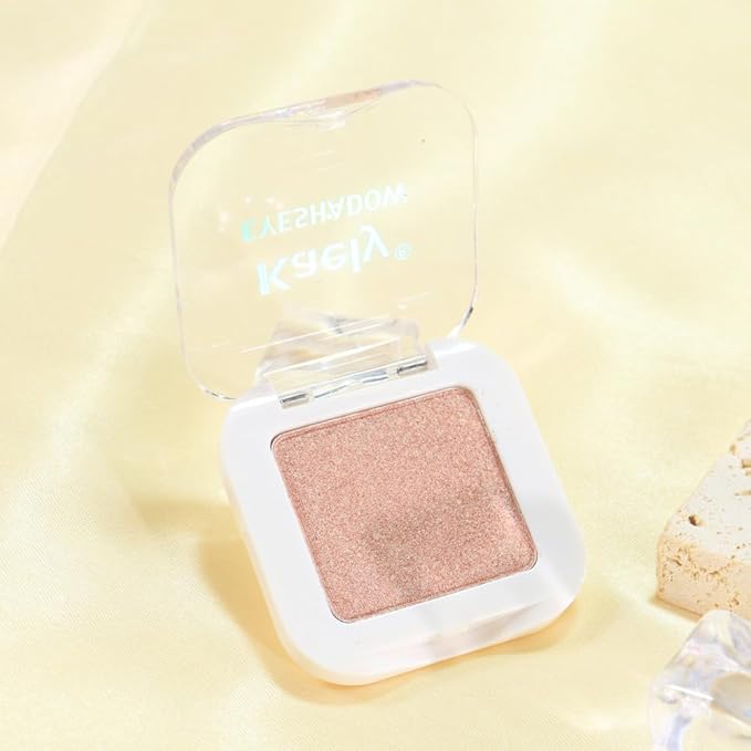 evpct Champagne Shimmer Single Eye shadow Palette Makeup for Older Women, Glitter Sparkly Cream Eye Shadow Palette Brightener Makeup for Older Women, High Pigment Waterproof Monochrome Mini Eyeshadow