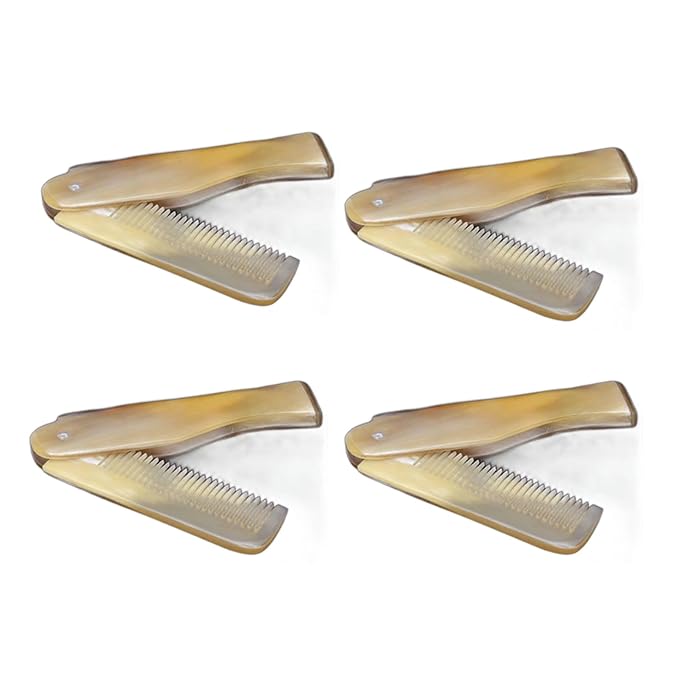 4 Pcs Brown Yak Horn Comb Foldable Yak Horn Comb Pockets Clip Moustache Beard Styling Tool Portable Hairdressing Hair Hair Care Tools and Appliances Styling Tools and Appliances