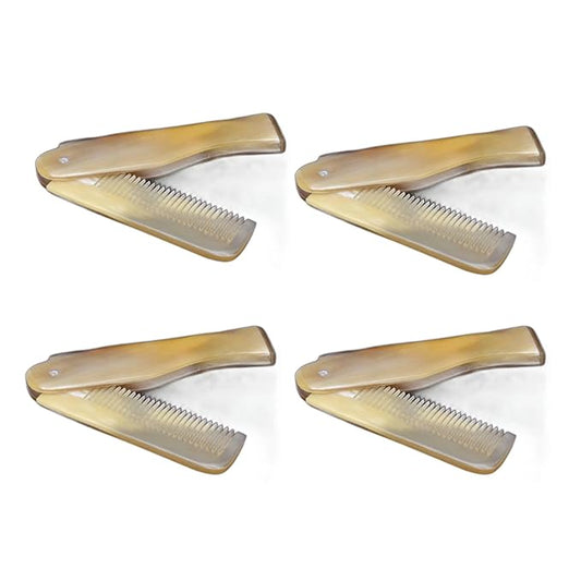 4 Pcs Brown Yak Horn Comb Foldable Yak Horn Comb Pockets Clip Moustache Beard Styling Tool Portable Hairdressing Hair Hair Care Tools and Appliances Styling Tools and Appliances