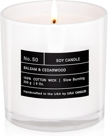 Lulu Candles | Balsam & Cedarwood | Smells Like Fresh Fir | Luxury Scented Soy Jar Candle | Hand Poured in The USA | Highly Scented Long Lasting (9 Oz.)