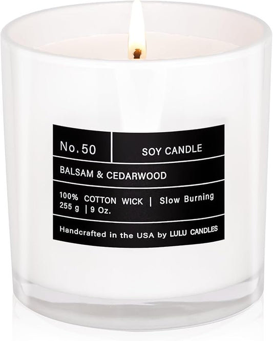 Lulu Candles | Balsam & Cedarwood | Smells Like Fresh Fir | Luxury Scented Soy Jar Candle | Hand Poured in The USA | Highly Scented Long Lasting (9 Oz.)