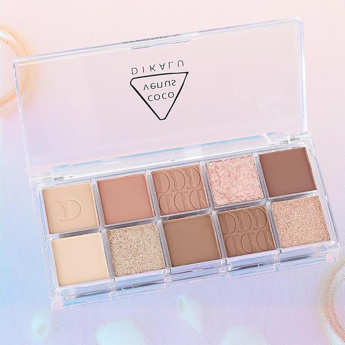 10Colors Nude Light Brown Eyeshadow Palette Makeup,Natural Neutral Highly Pigmented Eye Shadow,Naturing-Looking Long Lasting Waterproof Blendable Hypoallergenic Suitable for Beginners