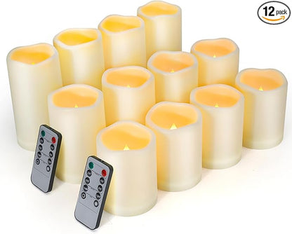 Enido Flameless Candles LED Candles Candles(D: 3" x H: 4" 5" 6") Battery Operated Plastic Pack of 12 Pillar