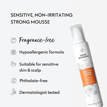 No nothing Very Sensitive Strong Hair Volumizing Mousse - Hypoallergenic, Unscented, Free from Fragrance, Paraben, Alcohol and Gluten, Soy-Free, 6.8 oz