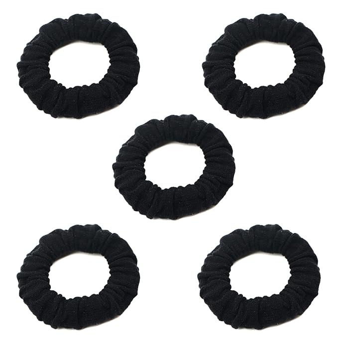No Damage Soft Polyester Hair Ties, No Tug Scrunchies Hair Bands with Strong Elasticity – Black