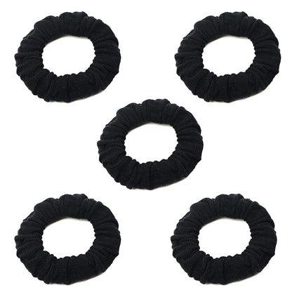 No Damage Soft Polyester Hair Ties, No Tug Scrunchies Hair Bands with Strong Elasticity – Black