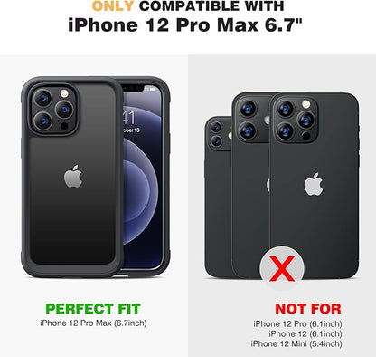 Miracase Designed for iPhone 12 Pro Max Case, Full Body Rugged Case with Built-in Touch Sensitive Anti-Scratch Screen Protector, Soft TPU Case Compatible with iPhone 12 Pro Max 6.7", Matte Black