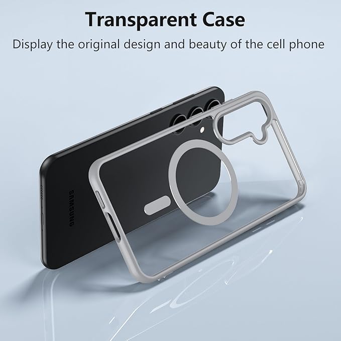 OWKEY Design for Galaxy S23 FE Case 6.4'', Magnetic Galaxy S23 FE Case for Magsafe with Screen Protector [Military-Grade Protection] Shockproof Phone Cover Slim Protective Bumper for S23 FE 5G, Gray