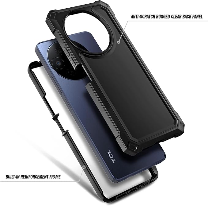 Designed for TCL 50 XL 5G Phone Case, 50 XL NXTPAPER 5G Case with Screen Protector, [Raised Corners Drop Protection] Full-Body Protective Shockproof Rugged Bumper Cover (Black)