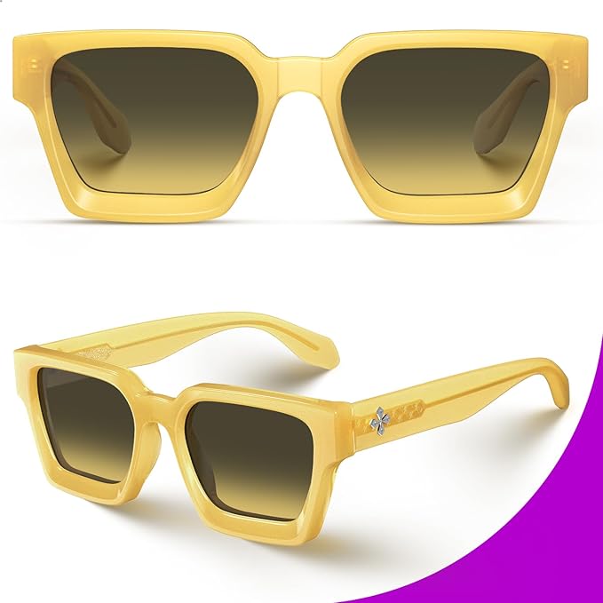 VISOONE Fashion 100% UV400 Protection Rectangle TR90 Y2K Sunglasses Accessories for Women Men RIVER