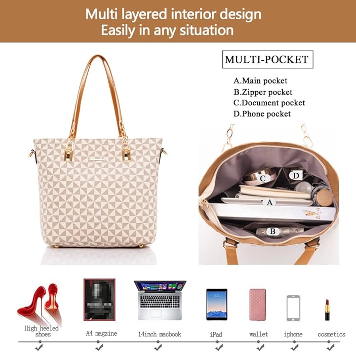 2E-youth Designer Purses and Handbags for Women Satchel Shoulder Bag Tote Top Handle Bag