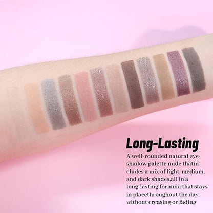 Neutral Smokey Eye Shadow Palette,Nude Silver Gray Cream Eyeshadow Palette,Make Up Pallets for Women Highly Pigmented Natural Eyeshadow for Eyes Long Lasting Naturing-Looking,Blendable,Vegan