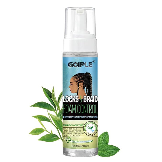 8 fl oz Braid Foam Control Mousse Braiding Mousse for Braids Twist, Locs, No Flake Extra Hold High Shine Style & Moisturizes, Hair Mousse for Braids Nourishes, Lightweight, Smooth, No Greasy Tea Tree