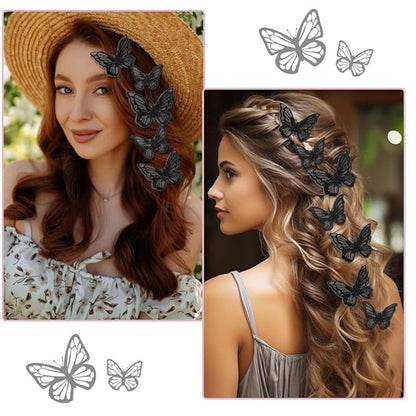 20Pcs Butterfly Hair Clips - Black Moving Butterfly Clips Fairy Accessories for Women & Teens
