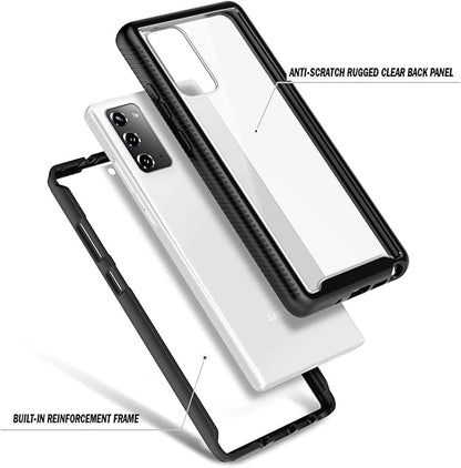 NZND for Galaxy Note 20 Phone Case with [Built-in Screen Protector], Full-Body Shockproof Protective Rugged Bumper Cover Impact Resist Case for Samsung Note 20 Black