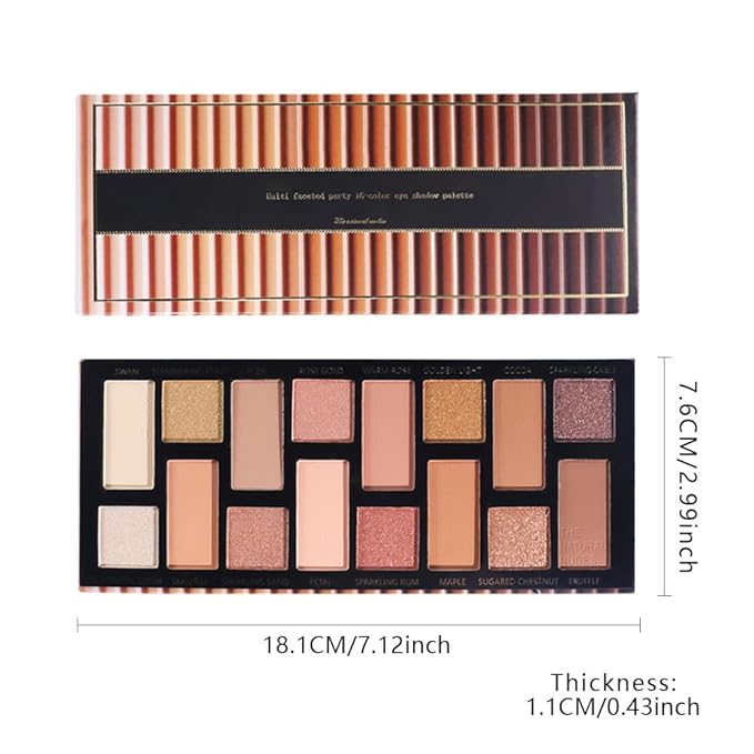 Sixteen Color Matte Shimmer Eyeshadow Makeup Palette, Nude Rose Red Brown Purple Coffee Yellow 16 Color Series, Daily Life & Prom Velvety Matte Glitter Finish Eye Makeup Looks,Vegan & Cruelty-Free 02